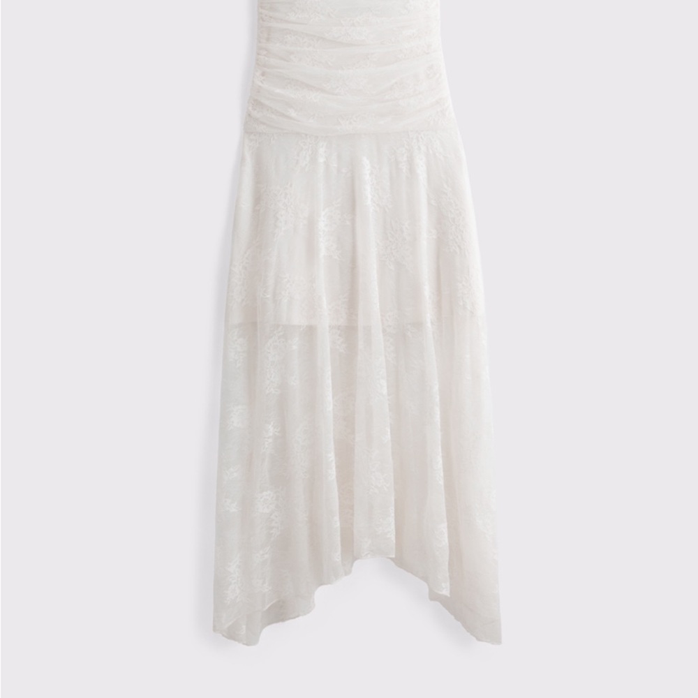 🆕 Abercrombie & Fitch White Lace Strapless Midi/Maxi Dress coastal cowgirl - Picture 2 of 7